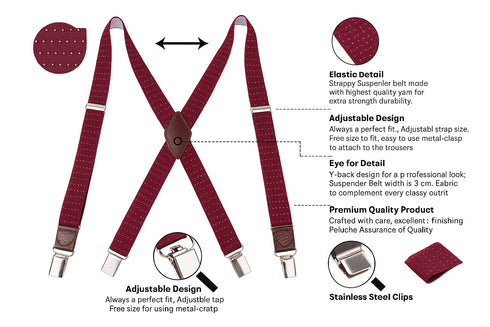 JKEL MB 01 Mens Dotted Wide Clip Braces